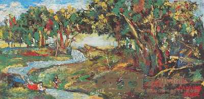 沙耆 1993年作 风景 48×99cm